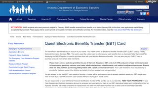 Quest Electronic Benefits Transfer (EBT) Card | Arizona Department of ...