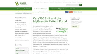 Care360 EHR : MyQuest Patient Portal - Quest Diagnostics