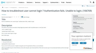 How to troubleshoot user cannot login ? Authentication fails. Unable to ...