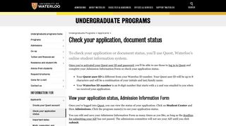 Check your application, document status | Undergraduate Programs ...