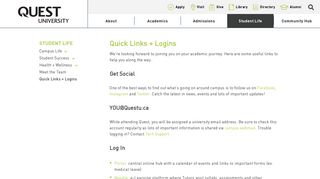 Quick Links + Logins - Quest University Canada