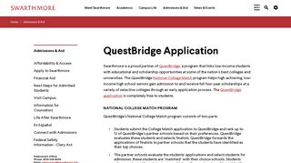 QuestBridge Application :: Admissions & Aid :: Swarthmore College