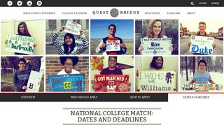 QuestBridge | National College Match: Dates And Deadlines