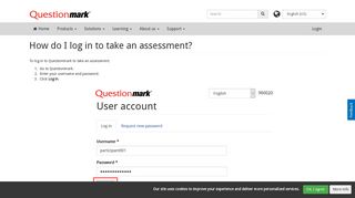 How do I log in to take an assessment? | Questionmark