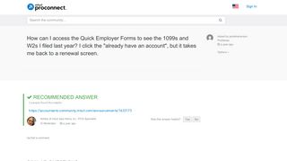 How can I access the Quick Employer Forms to see the 1099s and W ...