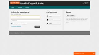Login - Support : Quick Heal Support & Services