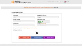 Create User Account - Quick Heal Remote Device Management
