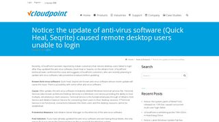 Notice: the update of anti-virus software (Quick Heal, Seqrite) caused ...