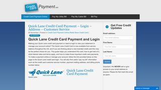 Quick Lane Credit Card Payment - Login - Address - Customer Service