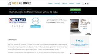 HDFC Quick Remit Money Transfer Service - Exchange Rates, Fees ...