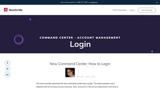 Command Center: Login Page - Quickride