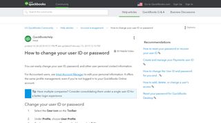 How to change your user ID or password - QuickBooks Community