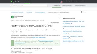 Reset your password for Desktop - QuickBooks Community - Intuit