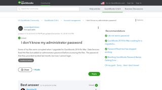Solved: I don't know my administrator password - QuickBooks - Intuit