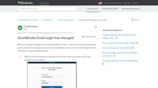 QuickBooks Email Login has changed - QuickBooks Community - Intuit