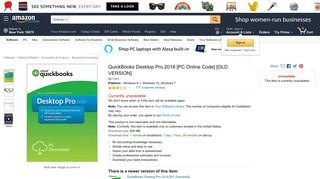 Amazon.com: QuickBooks Desktop Pro 2018 [PC Online Code] [OLD ...
