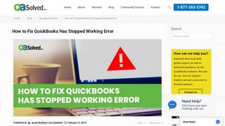 Fix QuickBooks Has Stopped Working or not responding - Qasolved.com