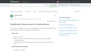 QuickBooks Online access for mobile devices - QuickBooks Community