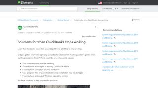 QuickBooks Desktop won't open, has stopped working... - Intuit