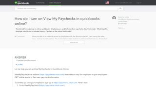 How do I turn on View My Paychecks in quickbooks online ...