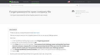 Forgot password to open company file - QuickBooks Learn & Support