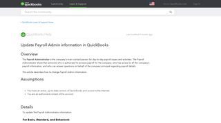 Update Payroll Admin information in QuickBooks - QuickBooks Learn ...