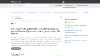 Solved: I am needing to get remote access for QuickBooks pro and I ...