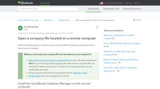 Open a company file located on a remote computer - QuickBooks - Intuit