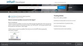 How to connect sandbox account to the Apps? - Intuit Developer Forum