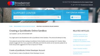 Creating a QuickBooks Online Sandbox - Breadwinner for QuickBooks ...