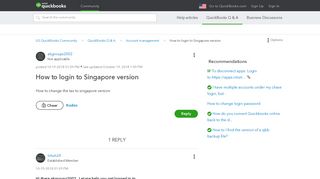 How to login to Singapore version - QuickBooks - Intuit