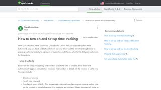 How to turn on and set up time tracking - QuickBooks Community