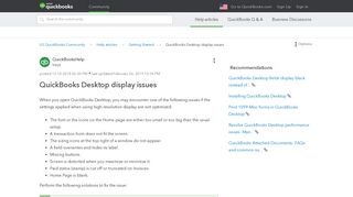 QuickBooks Desktop display issues - QuickBooks Community