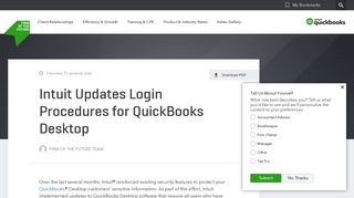 Intuit Updates Login Procedures for QuickBooks Desktop