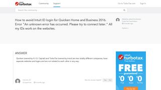 How to avoid Intuit ID login for Quicken Home and Business 2016 ...