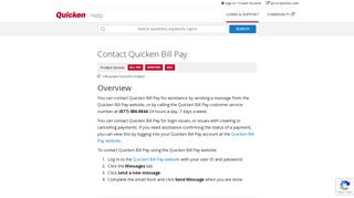 Contact Quicken Bill Pay