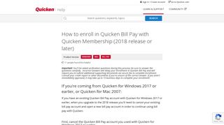 How to enroll in Quicken Bill Pay with Quicken Membership (2018 ...
