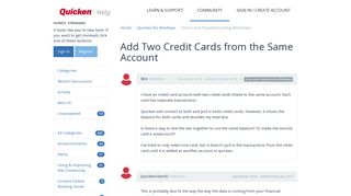 Add Two Credit Cards from the Same Account | Quicken Customer ...