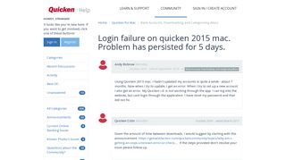 Login failure on quicken 2015 mac. Problem has persisted for 5 ...