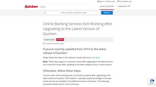 Online Banking Services Not Working After Upgrading to the ... - Quicken