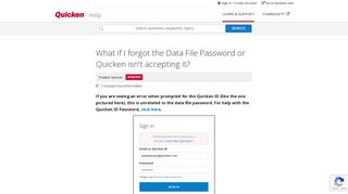 What if I forgot the Data File Password or Quicken isn't accepting it?