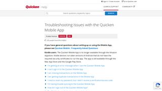 Troubleshooting Issues with the Quicken Mobile App
