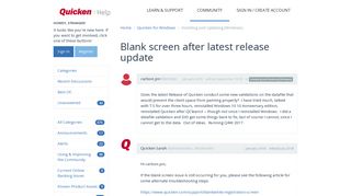 Blank screen after latest release update — Quicken - Get Satisfaction