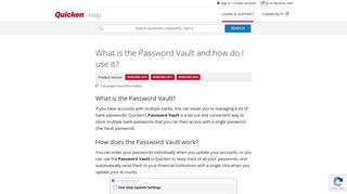 What is the Password Vault and how do I use it? - Quicken