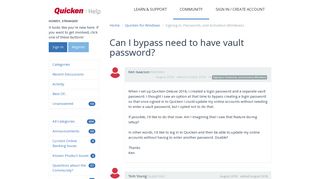 Can I bypass need to have vault password? | Quicken Customer ...