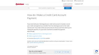 How do I Make a Credit Card Account Payment - Quicken
