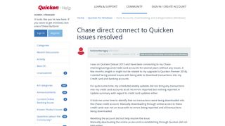 Chase direct connect to Quicken issues resolved — Quicken - Get ...