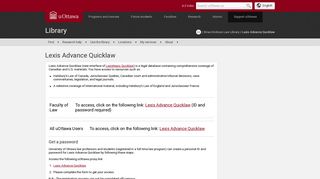 Lexis Advance Quicklaw | Library | University of Ottawa - uOttawa