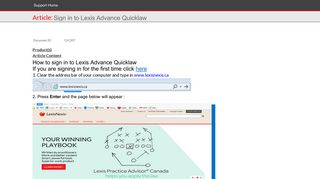 Sign in to Lexis Advance Quicklaw - LexisNexis® Support