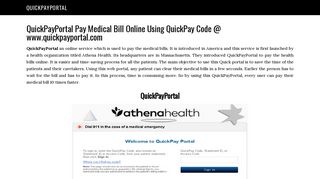QuickPayPortal Pay Medical Bill QuickPay Code www.quickpayportal ...